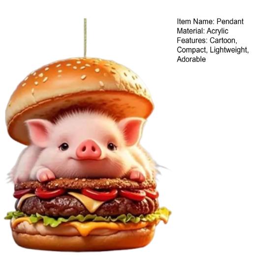 Подвеска для автомобиля Burger Piggy, 2D, плоская акриловая подвеска, украшение для интерьера автомобиля, рюкзак, подарок для автолюбителей