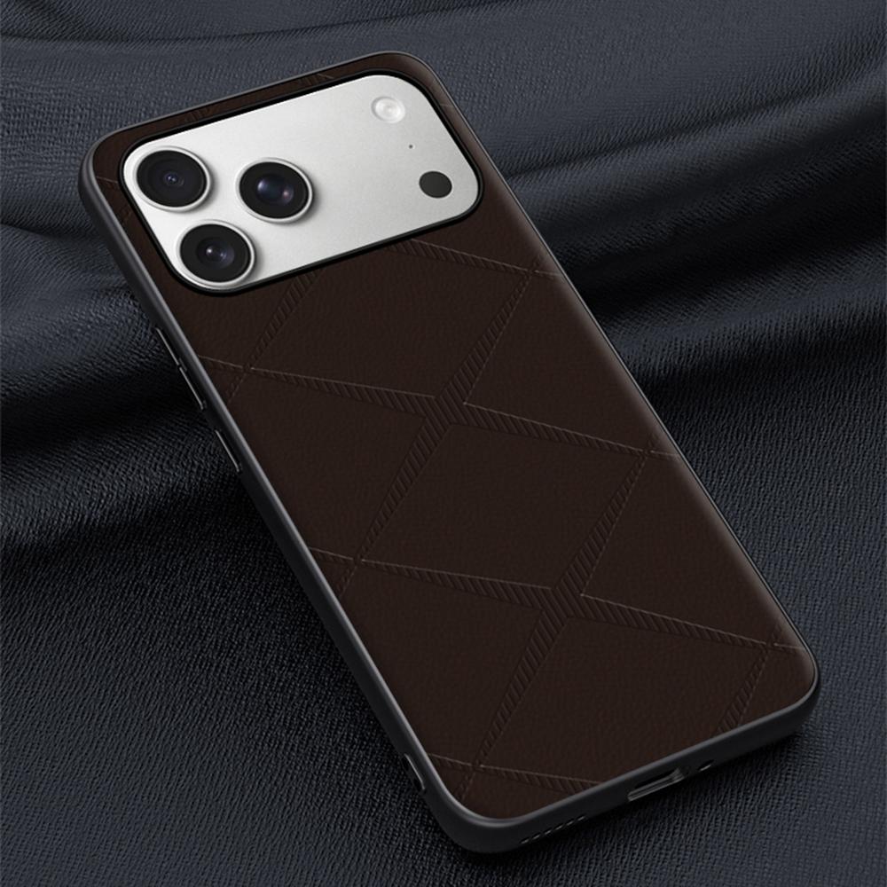 For iPhone 17 Pro Max Case X-Patterned TPU PU Leather PC Anti-Drop Phone Cover