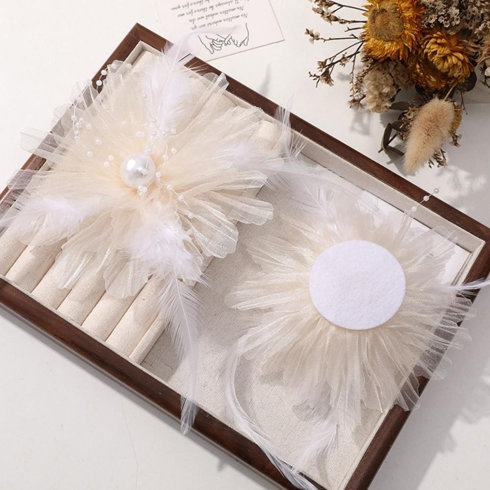 Feather Decor Pearl Feather Hair Accessory Pearl Embellishment DIY Craft Hair Ornament For Women