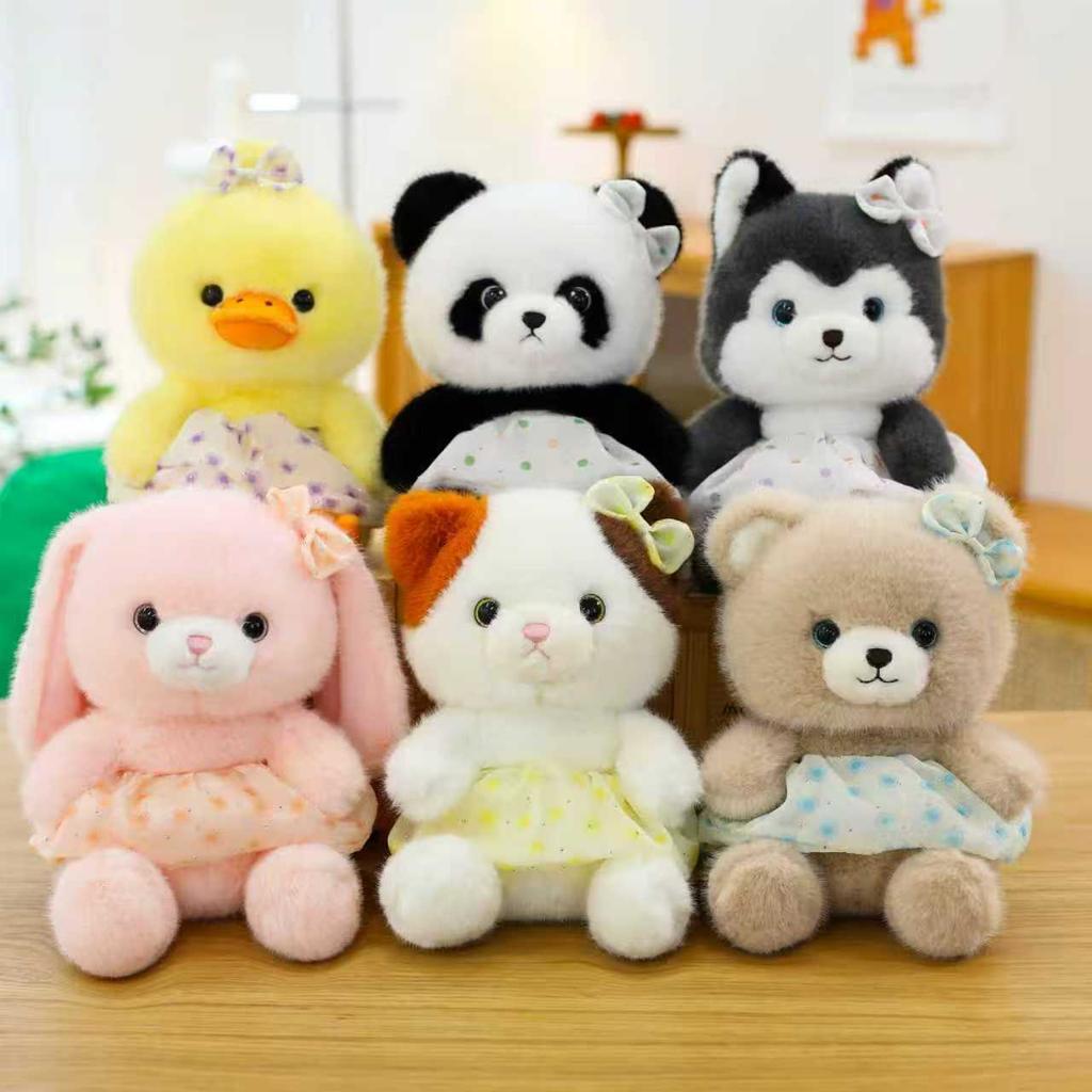 Flower Skirt Small Animal Plush Toy Children's Birthday Gift Wedding Throwing Rabbit Bear Eight Inch Doll