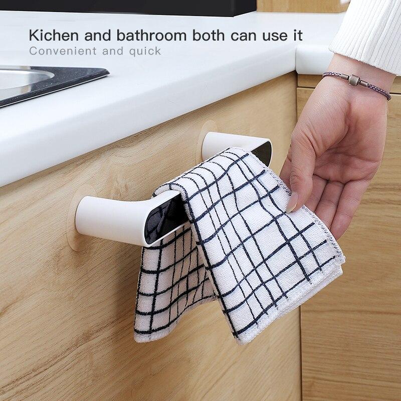 Self-adhesive Towel Holder Rack Wall Mounted Towel Hanger Bathroom Roll Holder Hanging Hook