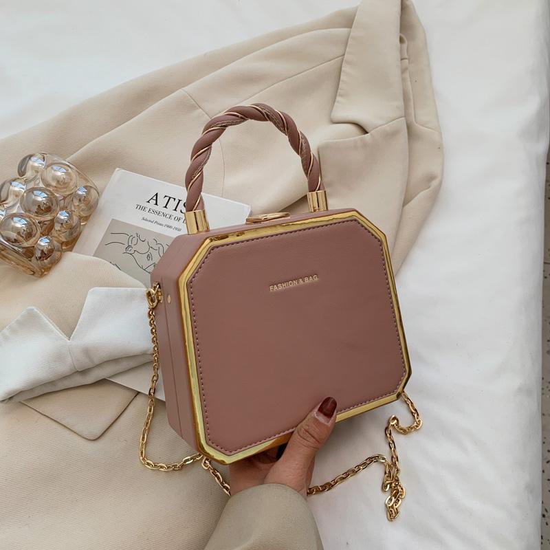 Hard Box Shape PU Leather Crossbody Bag with Short Rope Handle for Women 2024 Shoulder Handbags and Purses Lady Travel Cute Tote CLE