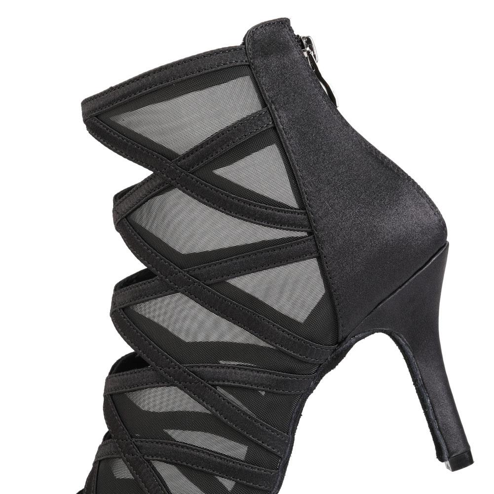 Dance Shoes Black Women's High Top Ballroom Boots Salsa Tango Shoes Girl Fashion Party Mesh Cuto