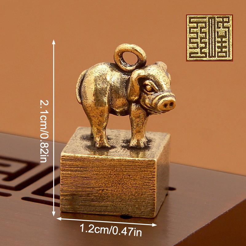 Китайский латунный зодиак винтажная печать брелок кулон подвеска для рюкзака ремесло сувенир подарок