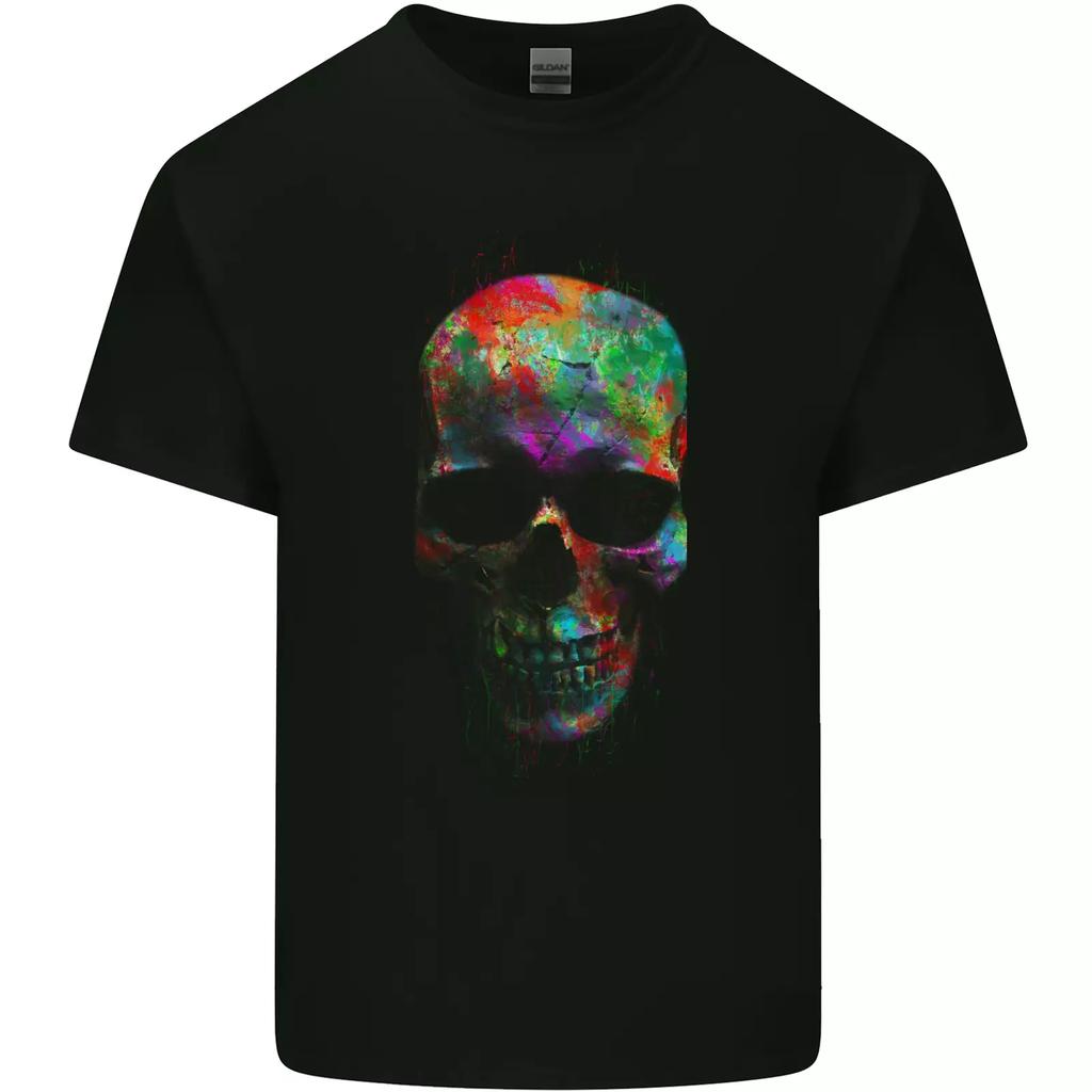 Radiantly Coloured Skull Mens Cotton T-Shirt Tee Top