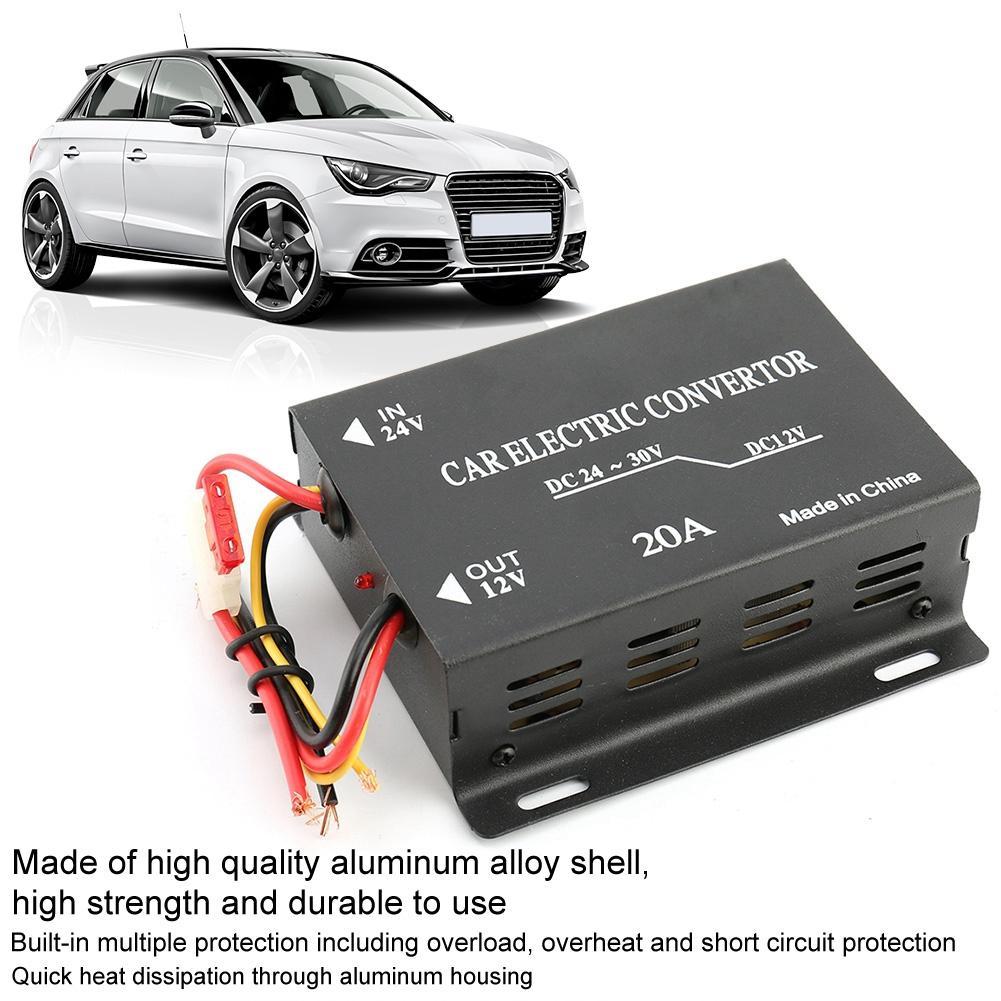 20A High Power Car Power Supply Converter Step Down Inverter 24V To 12V