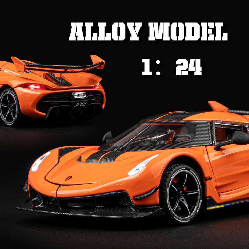 1/24 Koenigsegg Jesko Крутая Спортивная Машина, Модель из Сплава, Дверь-Гильотина, Имитация Звука и Света, Воссозданные Детали, Изысканные Настольные Украшения