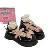 Japanese sweet pink bow Mary Jane small leather shoes women's spring 2024 shallow mouth muffin thick-soled jk single shoes