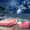 3D Океанские волны Фотообои Молния Темные облака Пейзаж Фреска Креативная гостиная Спальня Декор для дома