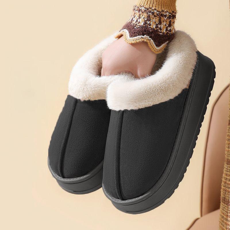 Обувь женская 2024 года, трендовая зимняя замшевая зимняя обувь для улицы на толстой подошве, теплая нескользящая платформа, теплая повседневная хлопковая обувь