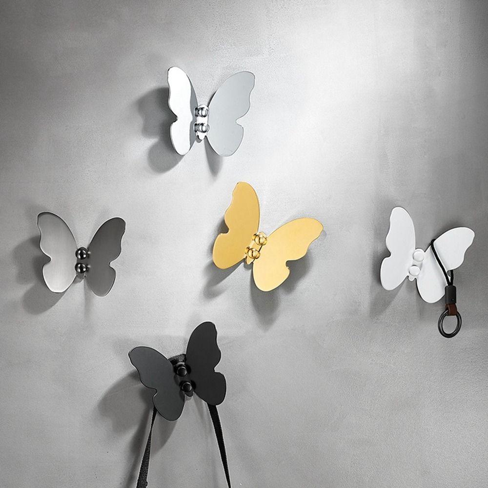 Gold/Silver/Black Butterfly Wall Hooks Three-dimensional Towel Hangers Key Holder Rack  Hats