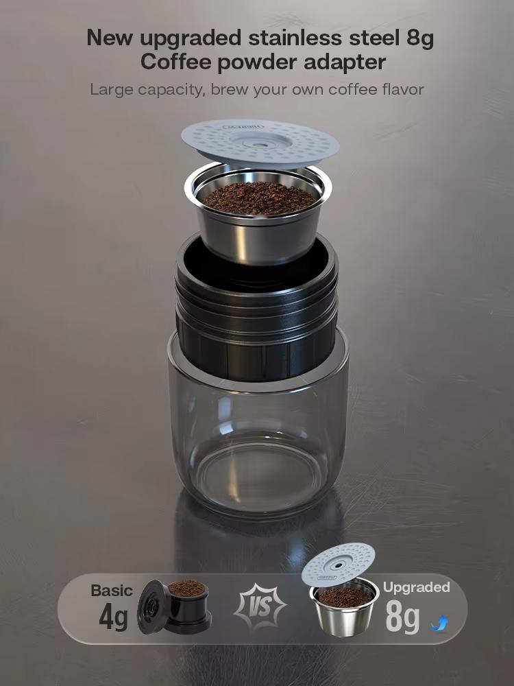 New HiBREW Portable Coffee Machine Expresso Coffee Maker Fit Nexpresso Capsule Coffee Powder for Car Camping & Home Heat Water H4A