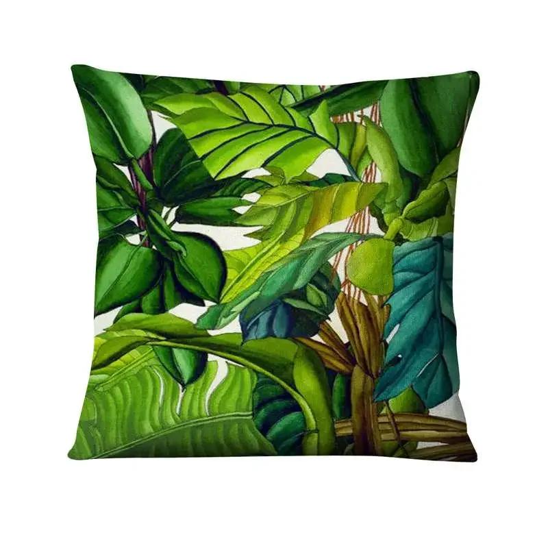 Green Plant Printed Cushion Cover Decorative Tropical Palm Leaf Pillow Case Living Room Bedroom Car Sofa Home Decora Pillowcase