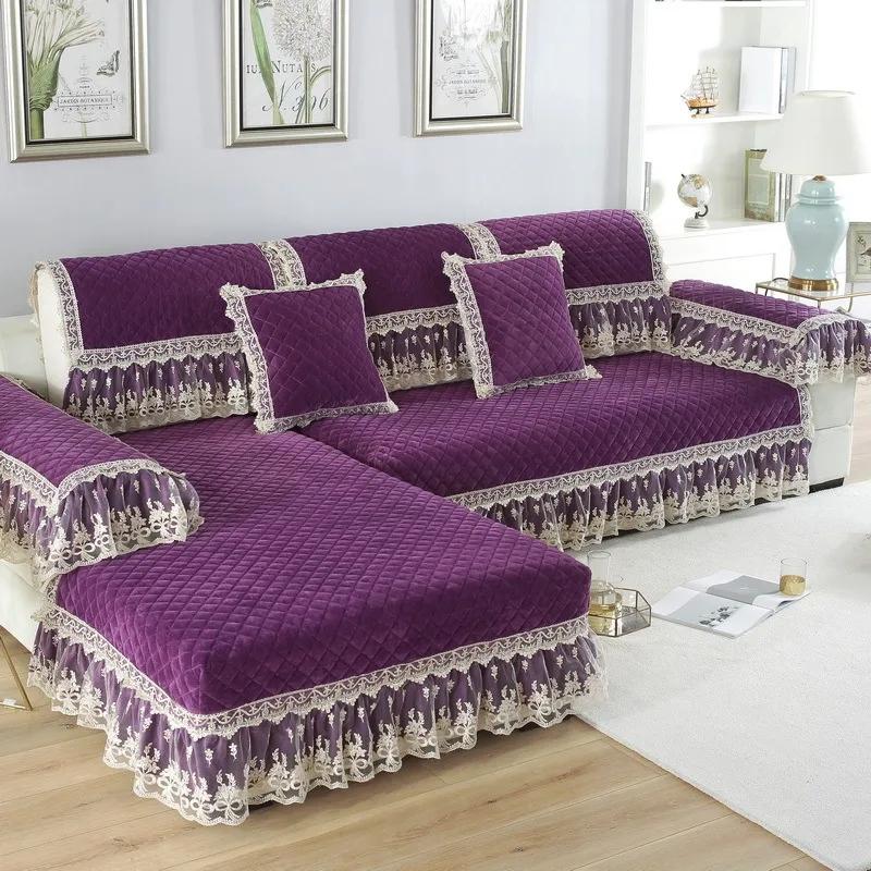 Утолщенные плюшевые стеганые противоизносные чехлы для диванов, универсальный противоскользящий чехол для диванной подушки, хлопковый бархатный чехол для кресла, протектор