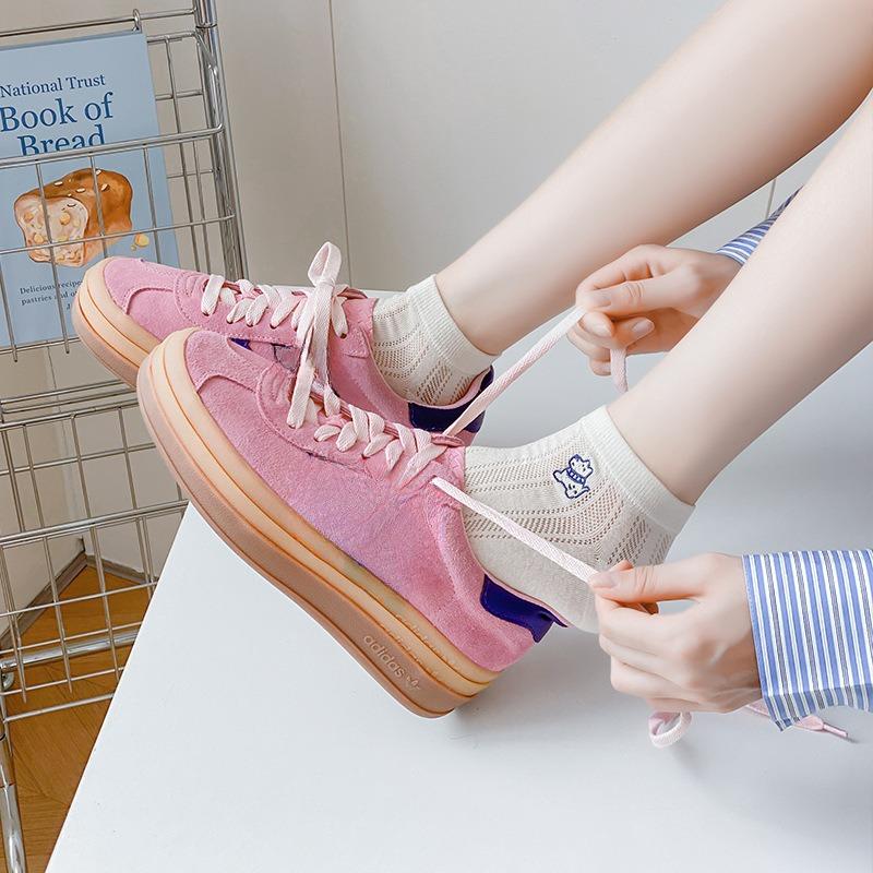 Женские весенне-летние короткие хлопковые носки, дышащие носки-лодочки, впитывающие пот сетчатые носки, летние тонкие мультяшные короткие носки для девочек, тренд