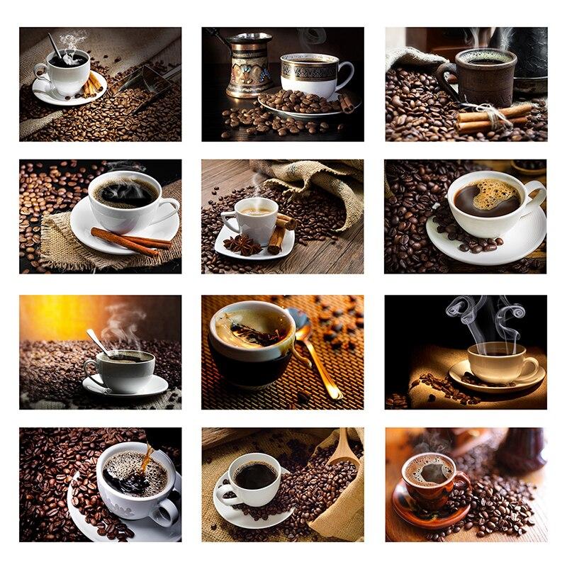 Coffee Cup Poster Decoration Nordic Prints Coffee Bean Canvas Painting Wall Art Picture for Living Room Cafe Store Home Restaurant Kitchen