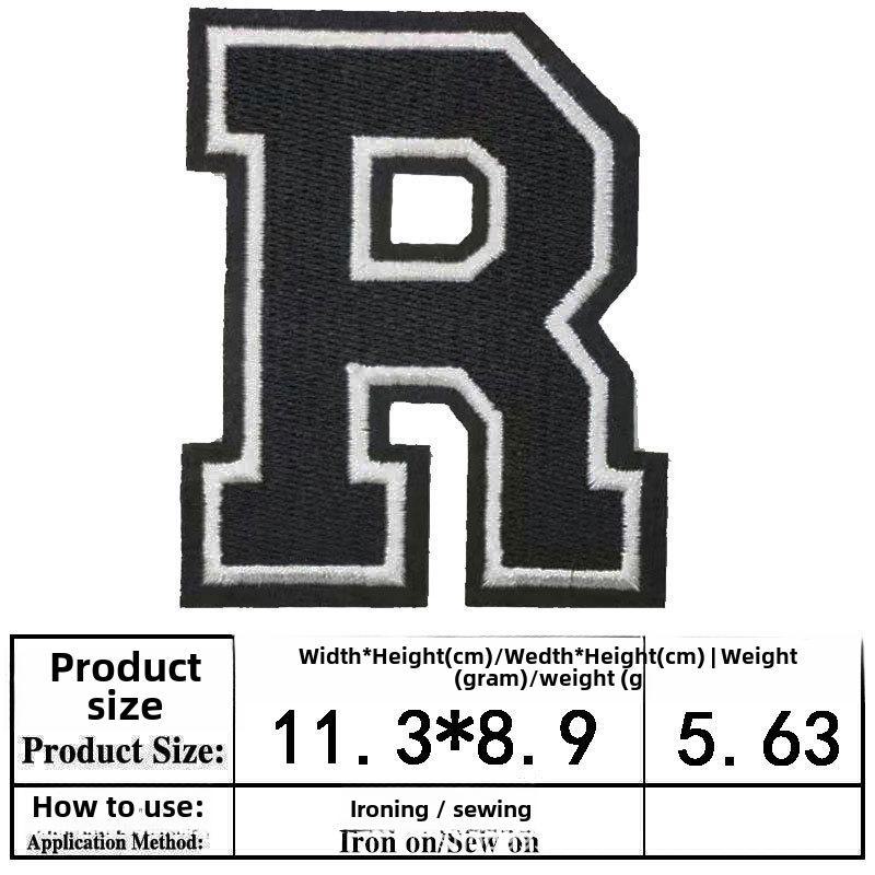 Полная вышивка алфавита и цифр на тканевой нашивке - большой значок из джерси