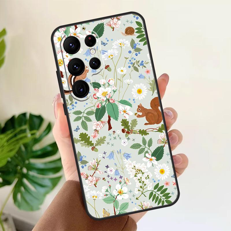 Мягкий чехол с узором "Белка" для Samsung Galaxy S24 Ultra S21 S22 S23 S25 Plus S20 FE S9 S10 S23 FE