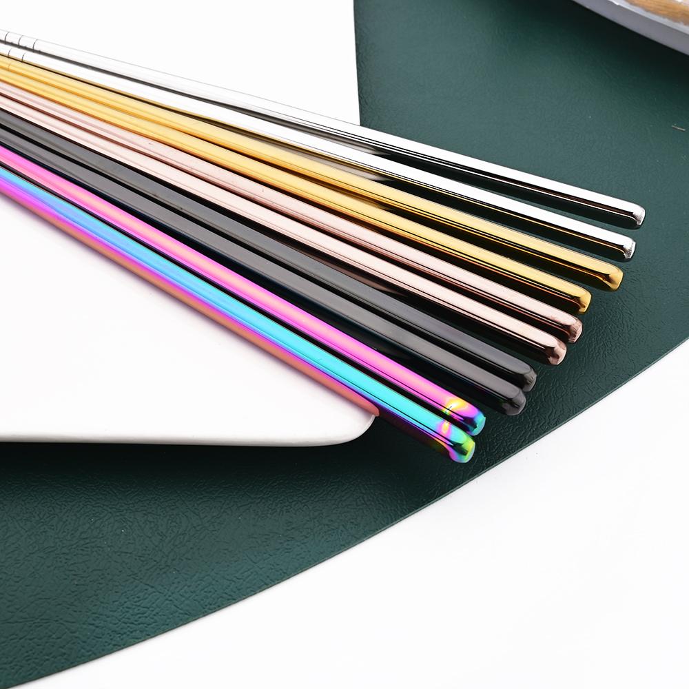 Джанкнг Вестерн, 6 комплектов ( 12 шт. ) Черная посуда из нержавеющей стали 304, посуда, ложки с длинной ручкой, палочки для еды, металлический корейский набор столового серебра