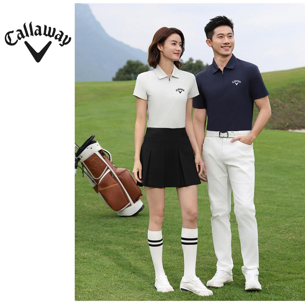 Callaway 2025 Летняя вышивка Высокое качество Гольф Бизнес Досуг Спорт Стиль Эластичный воротник-молния Рубашка поло