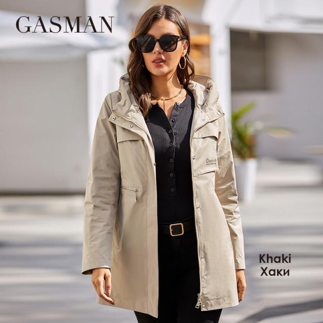 Gasman Женское пальто, весна 2022, модные короткие повседневные ветровки, качественные женские куртки, тонкие ветрозащитные тренчи, верхняя одежда 8211