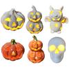 Light Up Halloween Decoration Ceramic Carved Pumpkin Skull Bat Figurine