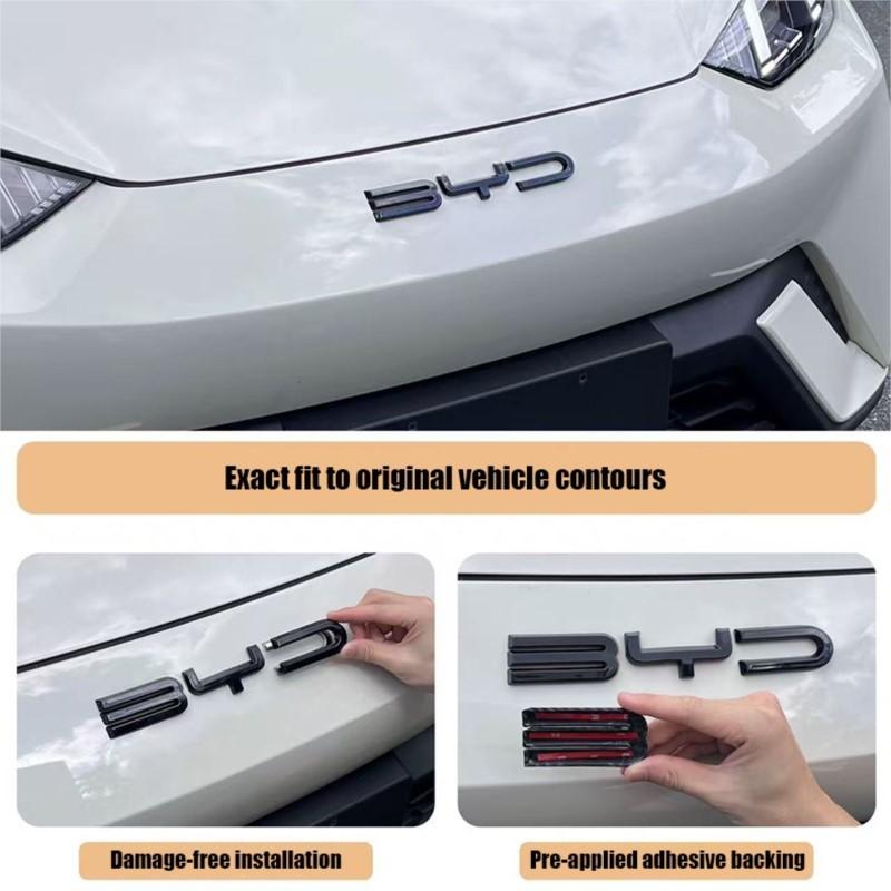 Для BYD SEAl HAN SONG YUAN DOLPHIN ATTO 3 Аксессуары Автомобильный Передний Бампер Эмблема Значок Наклейка Черный Углеродный Логотип Наклейка для Модификации
