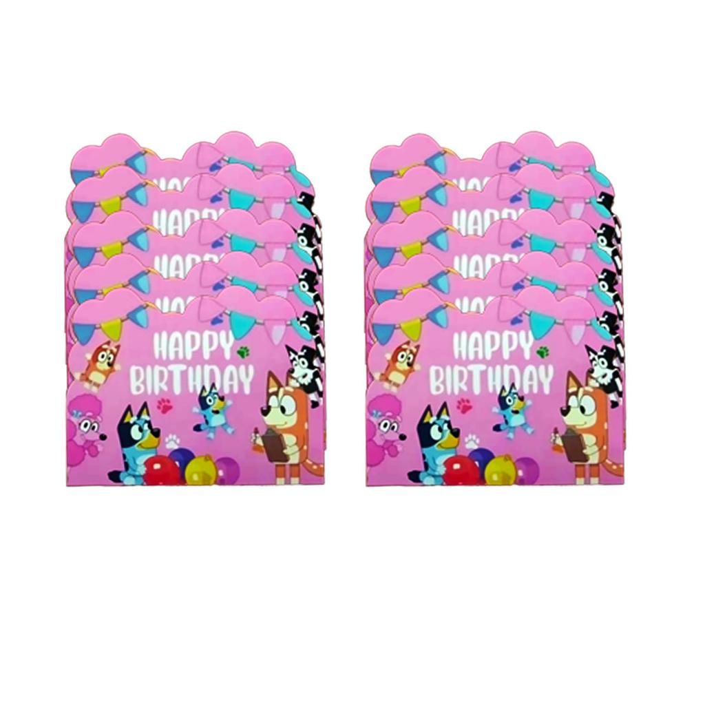 Pink Bluey Birthday Party Decoration Bingo Puppy Tableware Set Cup Plate Straws Balloons For Kids Favor Gifts Photo Booth Props