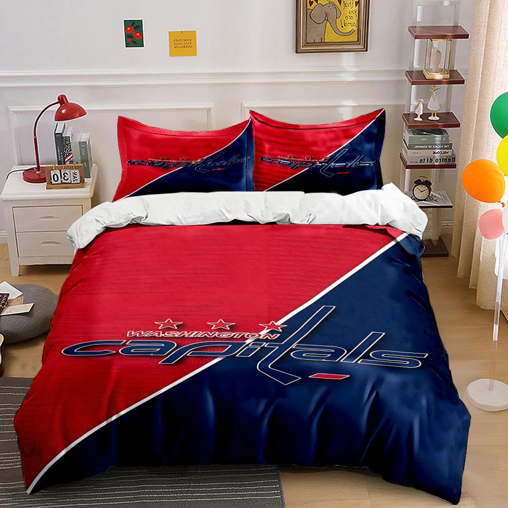 Washington Capitals Themed Bedding Set Print Bedding Set Duvet Cover Pillowcases (1* Duvet Cover 2* Pillowcases Do Not Include Comforter)