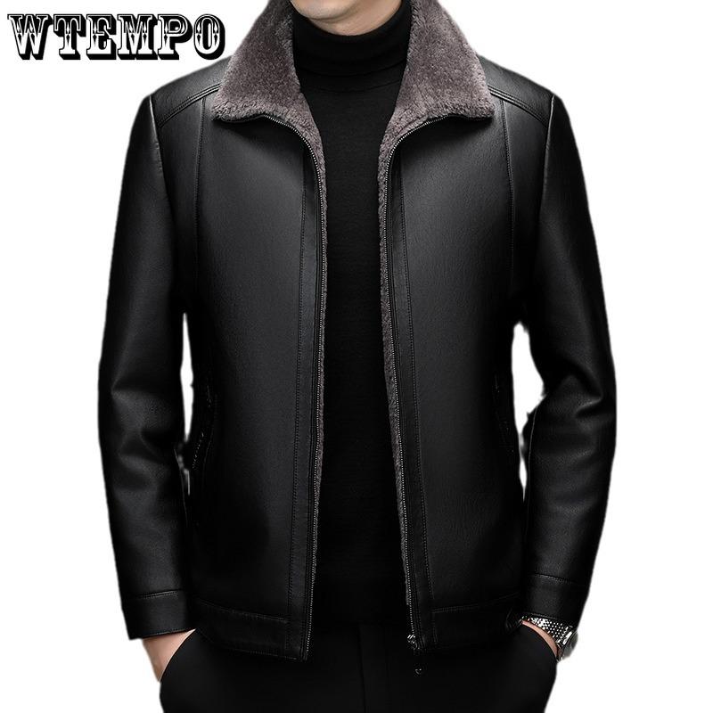 Зимняя кожаная куртка мужская с подкладкой из утолщенной шерсти, интегрированная в куртку из овчины среднего возраста