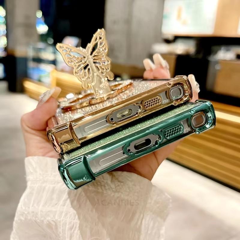 Чехол-держатель S25 24 23 с покрытием Butterfly для Samsung Galaxy S24 S25 S23 S22 S20 S21 Fe Plus Ultra Silicone Stand Cover для A24 A55 5G A53 A54