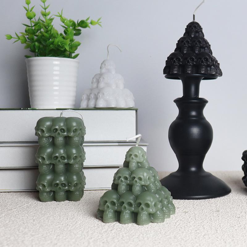 Halloween Party Decor Silicone Skull Square Column Silicone Candle Mould Chocolate Mold Square For DIY Crafts Soap Making Gift