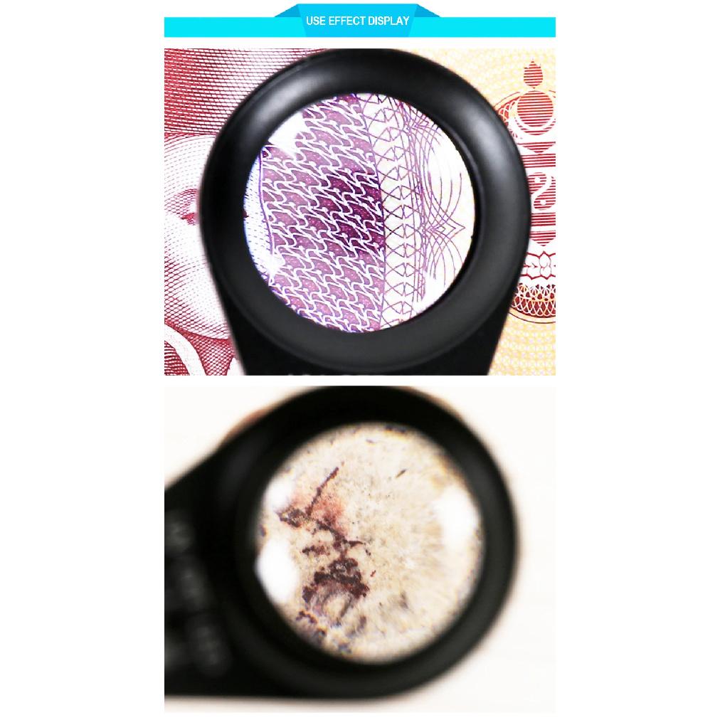 10X-40X Folding Loupe Magnifier Jewelry Magnifying Glass Triplet Lens Optical Glass Illuminated Magnifier with 6 LED 7 UV Lights