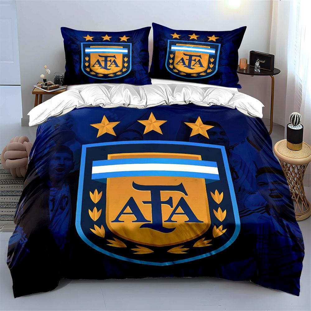Blue bedding featuring AFA logo. Bedding sets Duvet cover sets Duvet covers Pillowcases(1 * Duvet Cover 2 * Pillowcases without duvet insert)