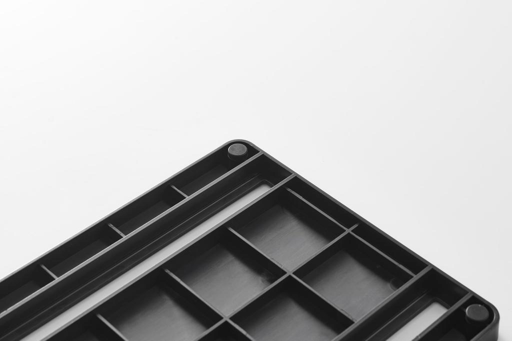 Yamazaki Tower Freezer Divider, Adjustable Storage Stand, W27, Black, W27 X D14 X H13.9cm, Slide-Adjustable, Keeps Food Upright and Organized, Model