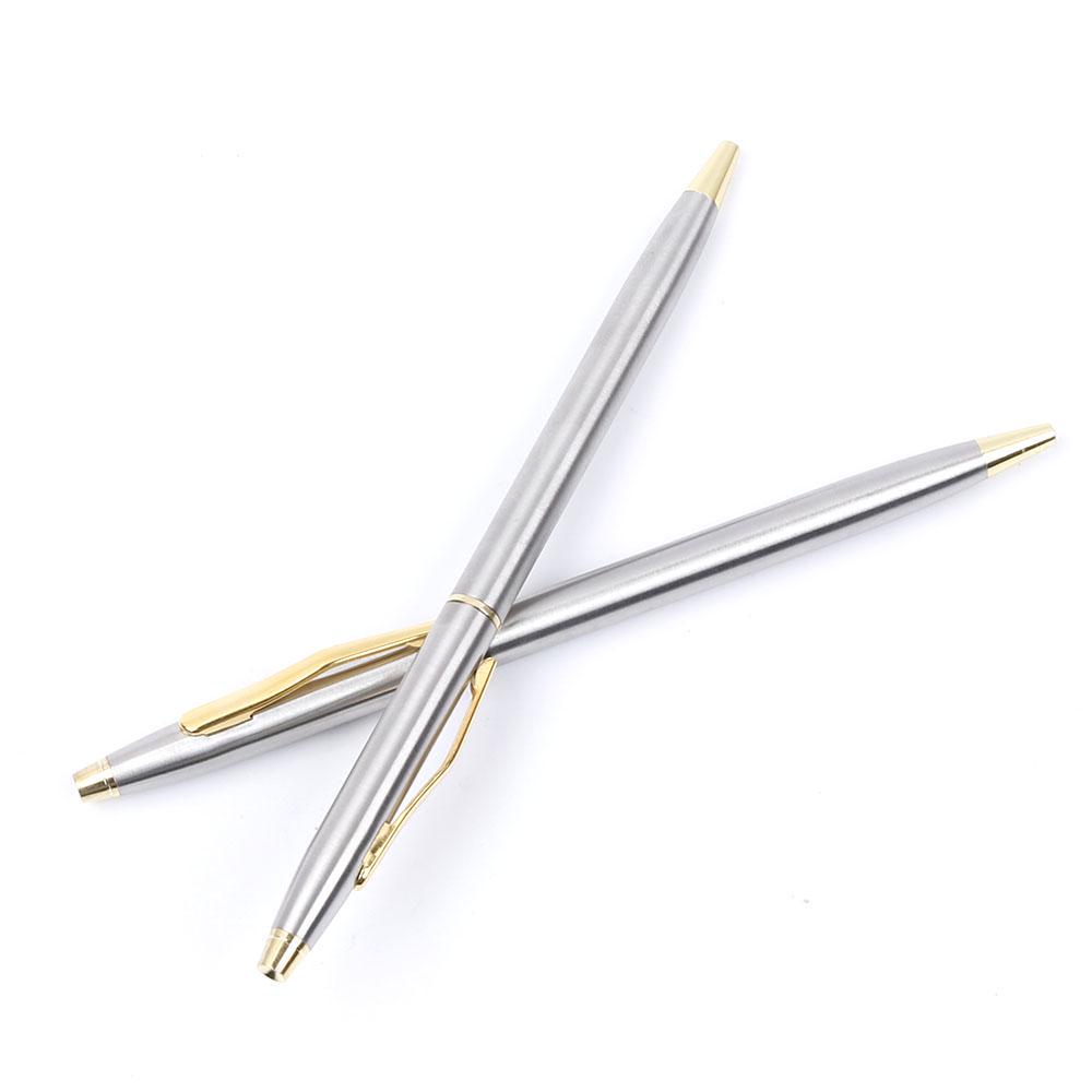 Простота, вращающаяся шариковая ручка из нержавеющей стали, синяя ручка, тонкий стержень, металлическая синяя шариковая ручка Biro, шариковая ручка Biro