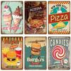 Пицца Ретро жестяная вывеска плакат винтажные настенные постеры металлический знак декоративная настенная тарелка кухонная доска металлический винтажный декор аксессуары