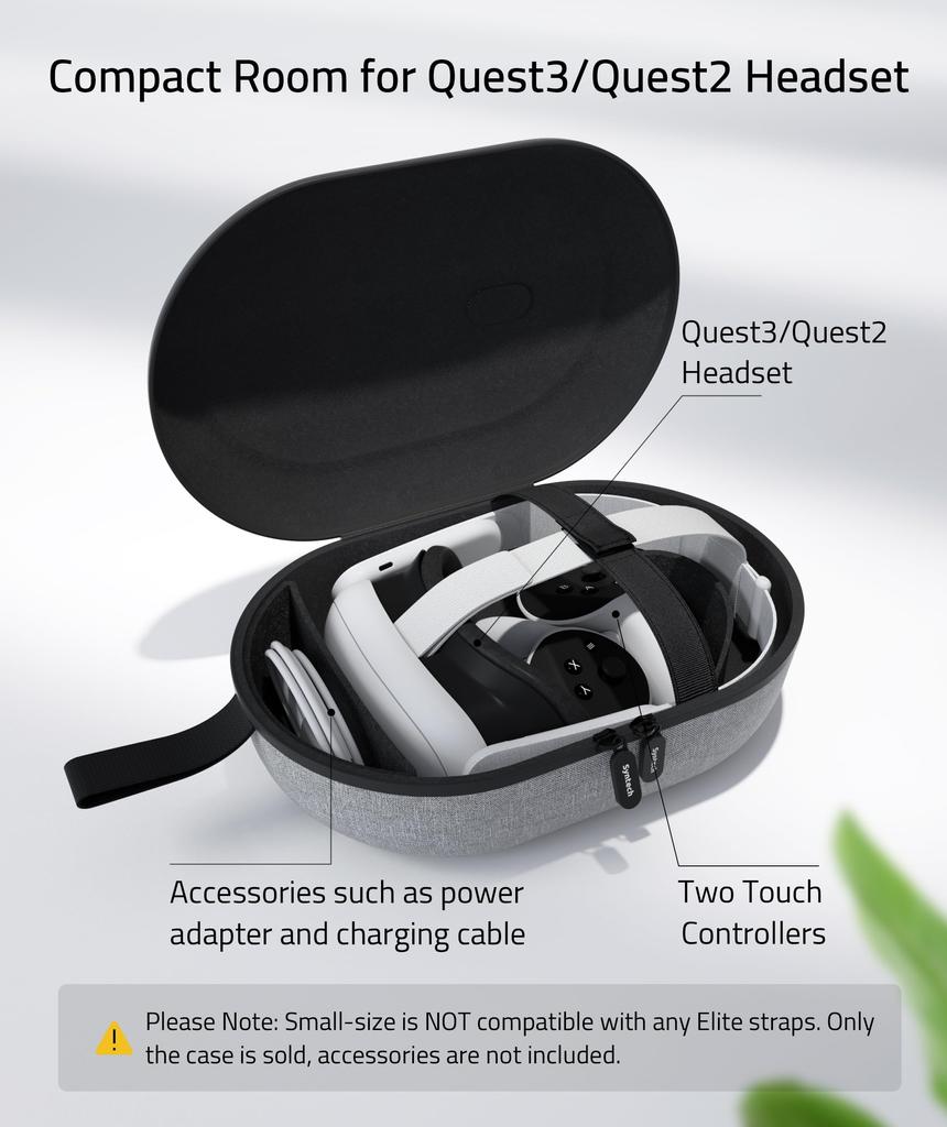 Жесткий чехол Syntech, совместимый с игрой Meta Quest Quest 2 VR, несовместим с Elite Strap 3S/3/Oculus Headset, серый,
