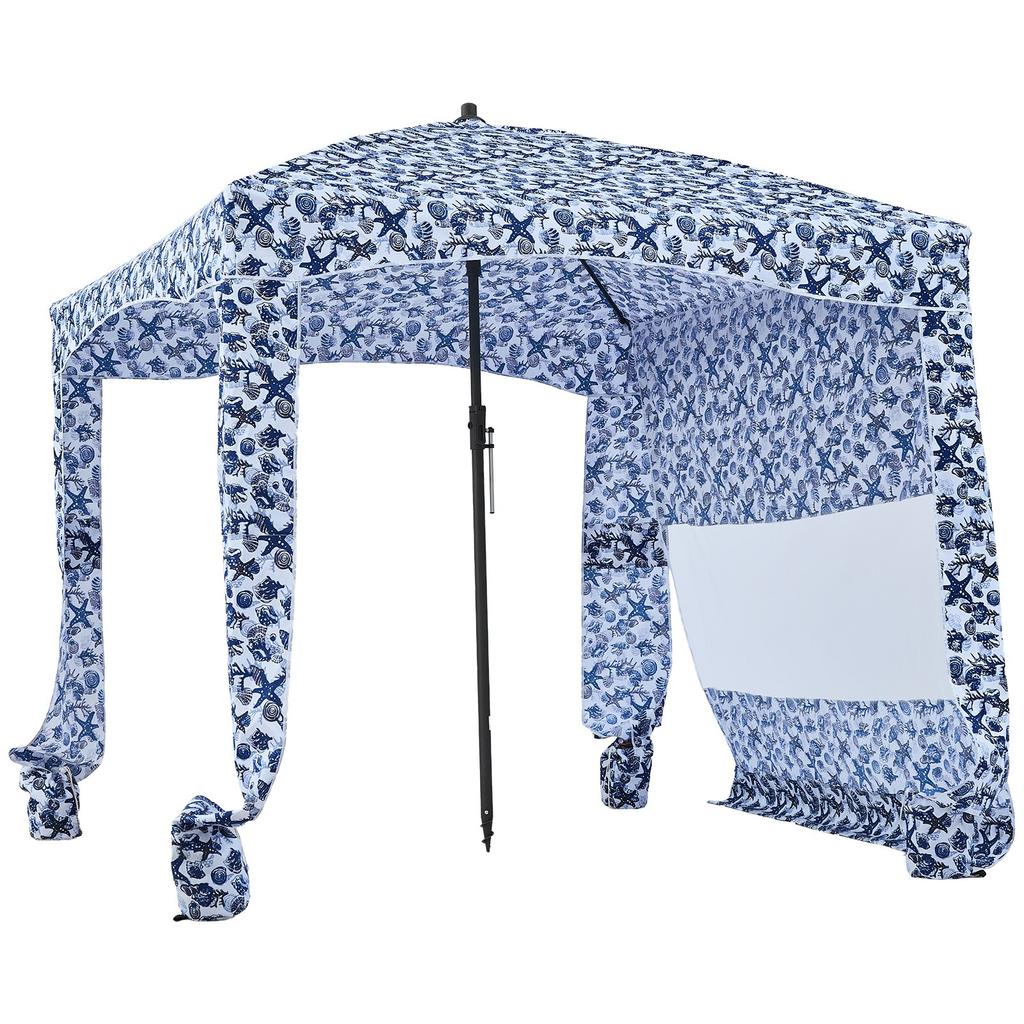 VEVOR Beach Cabana, 1.83 x 1.83 m Beach Canopy with Side Wall, UPF 50+ Protection Easy Setup Cabana Tent with Sand Pockets