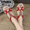 Summer Korean Women's Sandals Fashion Bohemian Non-slip Flat Heel All-match Sandals Casual Rhinestone Student Women's Shoes