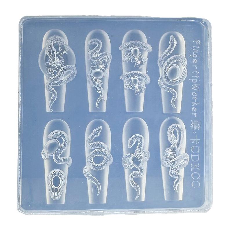 Cartoon Mini Snake Silicone Nail Mold Nail Stamping Stereoscopic Decorations Nails Diy Design Manicure Tools