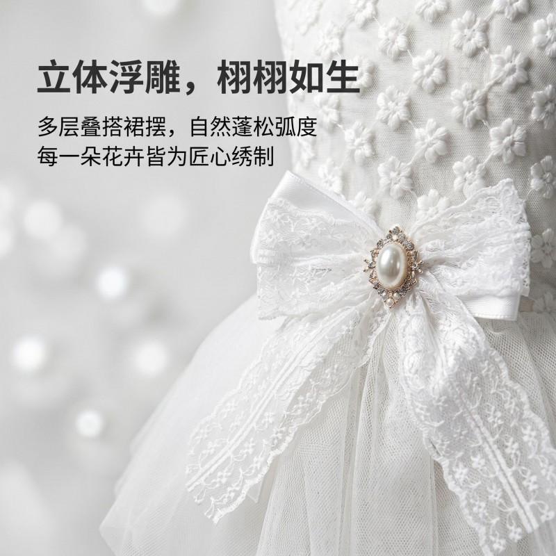 Elegant Pet Dress Cats Dogs Floral Lace Tutu Gown Outfit In Velvet S To XL