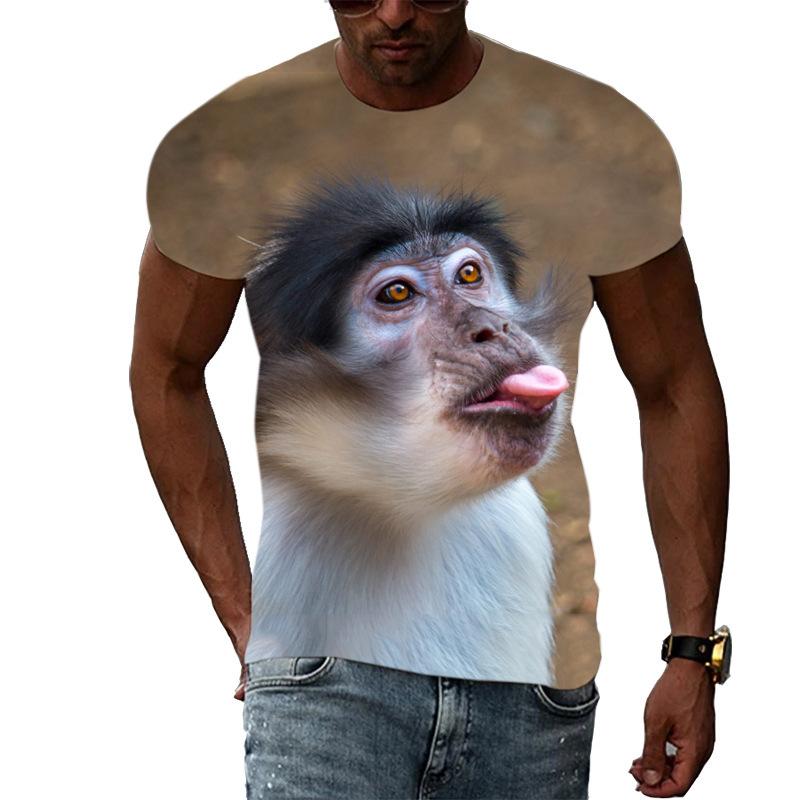 Летние мужские спортивные футболки с короткими рукавами и принтом гориллы с 3D-цифровой печатью, свободные повседневные футболки с круглым вырезом и короткими рукавами для мужчин