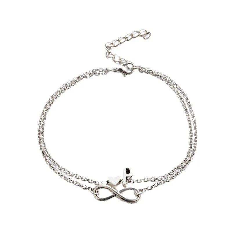 Cross Charm Chain Initials Anklets for Women Sandals Pulseras Tobilleras Mujer Letter Pendant Anklet Bracelet Foot Jewelry Gift