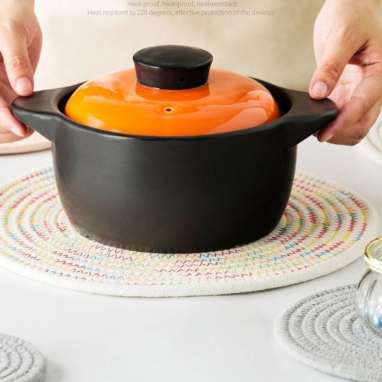 Мягкий хлопковый тканый набор подставок, теплоизоляционный, водопоглощающий, шумопоглощающий, хлопковый коврик для чашек, против ожогов