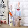 2pcs/set New Creative Couple Rabbit Ornaments Vintage Old Imitation Wood Carving Gifts Resin Crafts Home Decoration Accessories