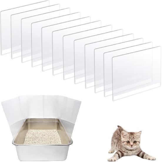 3PCS Cat Litter Box Pee Shields,Transparent Easy Clean Splash Guard for Open Top Litter Pan 14.5×11.5in- Litter Box Not Included(3PC)