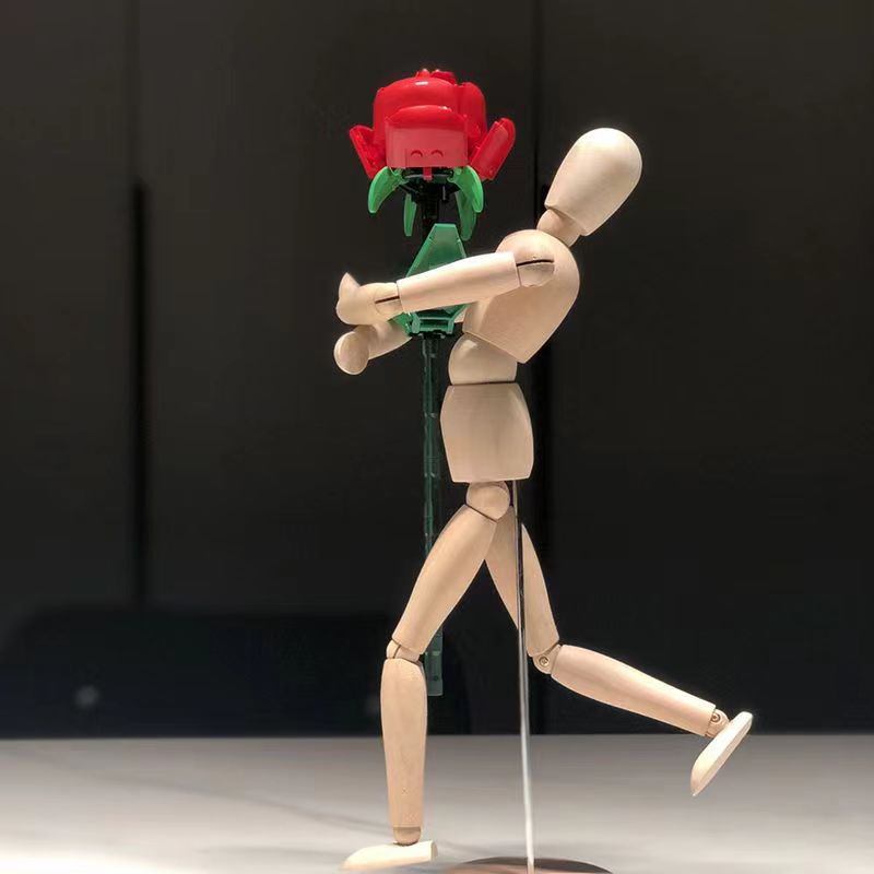 Креативный романтический цветок розы, домашний стол, украшение букета растений, строительные блоки, кирпичи, подарки на день рождения, День святого Валентина для девочек, влюбленных, леди