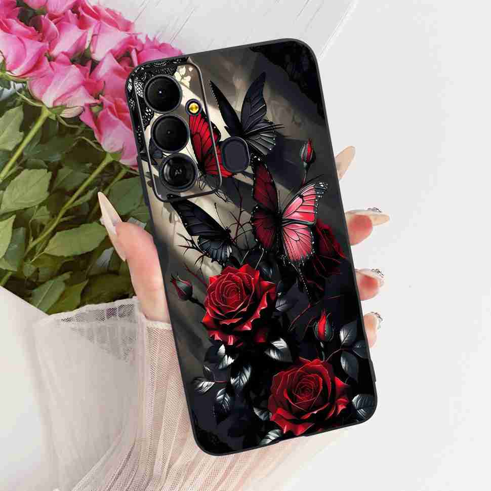 For Tecno Pop 6 Go BE6j Case Colorful Flower Butterfly Silicone TPU Black Cover For Tecno Pop6 Go POP 6GO Shockproof Phone Shell