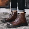 Мужские ботинки на шнуровке дизайнерские винтажные мужские зимние ботинки плюшевые теплые деловые мужские ботинки из натуральной кожи на шнуровке уличные мотоциклетные ботинки